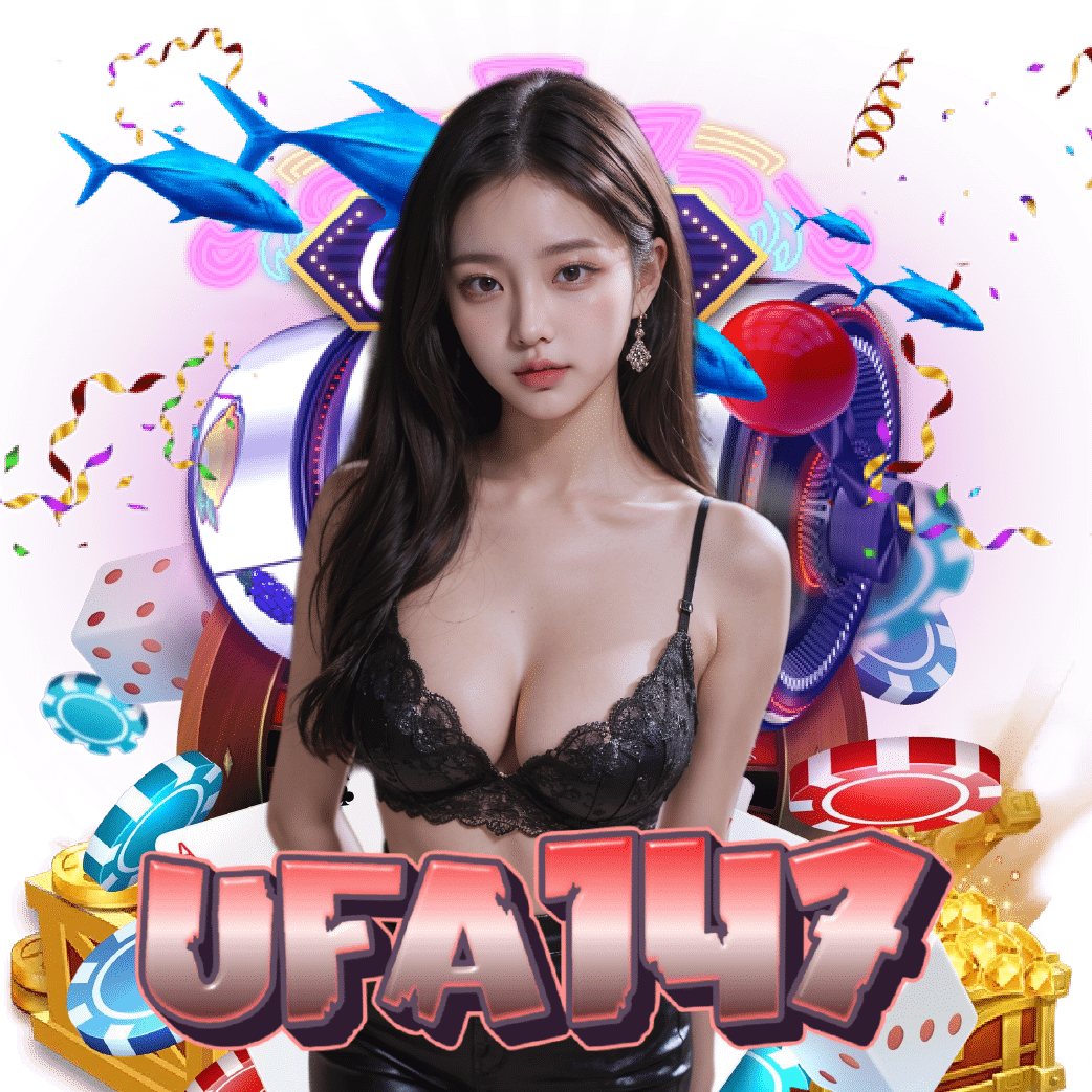 Woman with casino-themed background